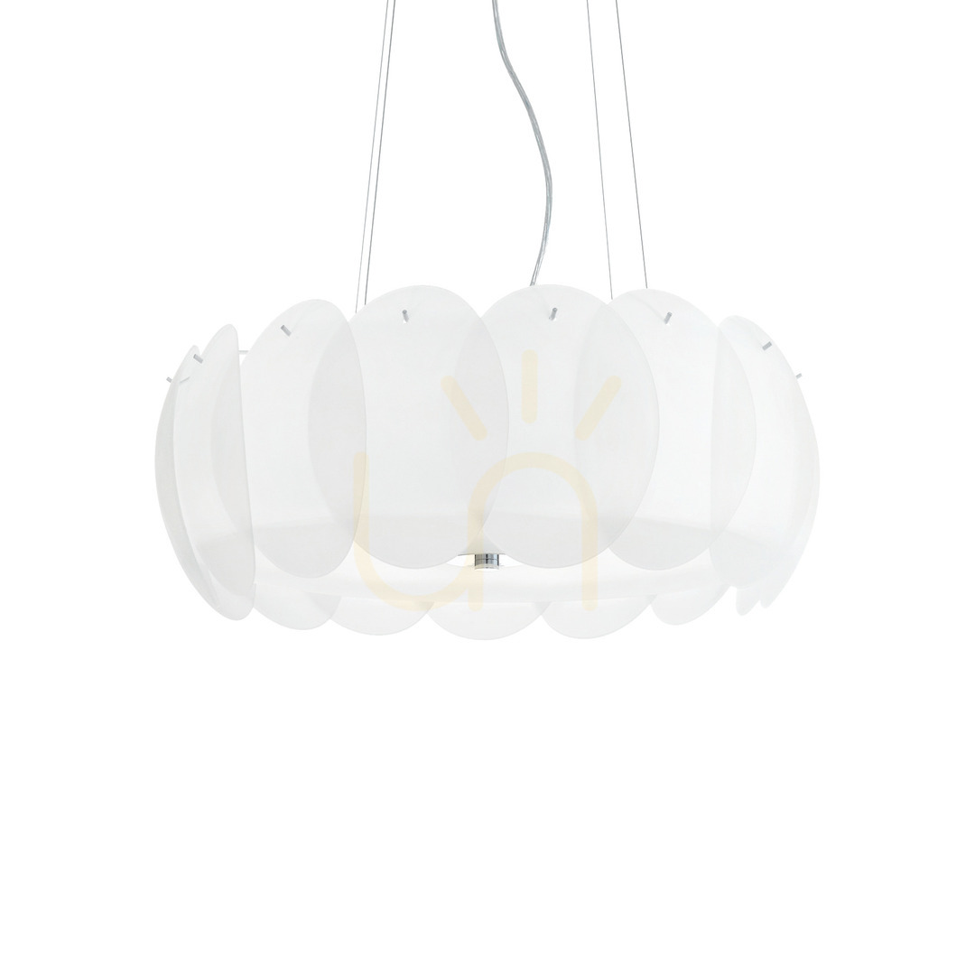 Verifica Lustră suspendată Ideallux Ovalino SP8 albă sticlă 55 cm E27 090481 Lustră suspendată Ideallux Ovalino SP8 albă sticlă 55 cm E27 090481