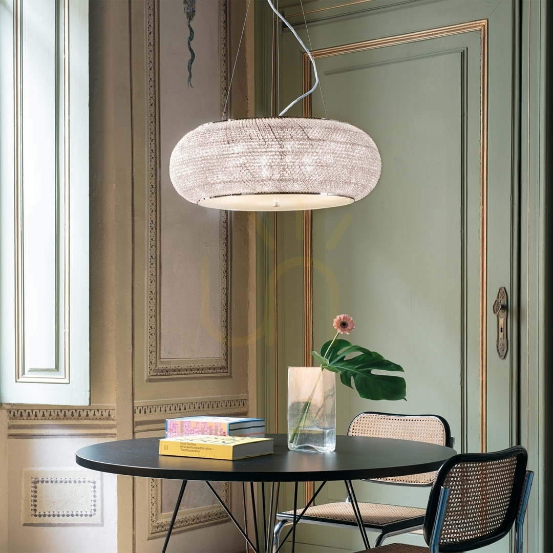 Spectacol Lustră suspendată Ideallux Pasha SP10 Cromo 082196 crom cristal 10xE14 55 cm Lustră suspendată Ideallux Pasha SP10 Cromo 082196 crom cristal 10xE14 55 cm