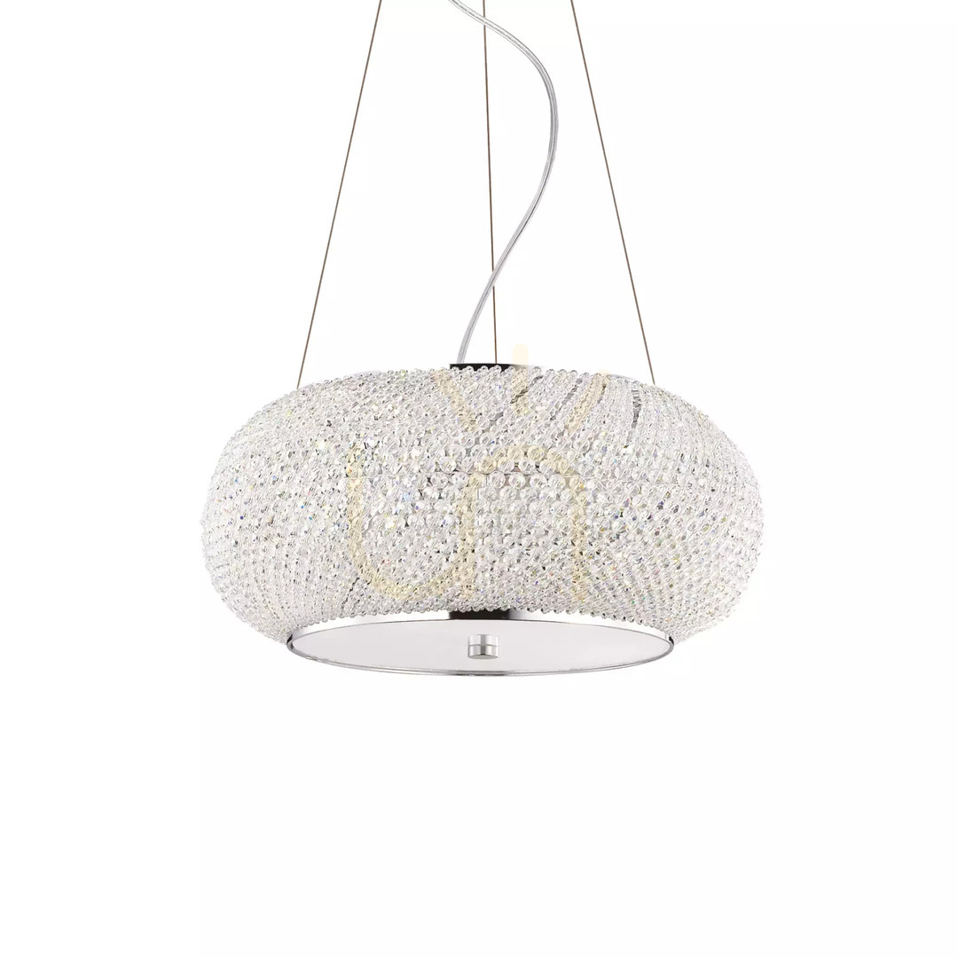 Vedere Lampă suspendată Ideallux Pasha SP6 Cromo crom cristal 40 cm 082158 Lampă suspendată Ideallux Pasha SP6 Cromo crom cristal 40 cm 082158
