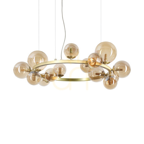 Verifica Lampă pendul Ideallux PERLAGE SP14 Ambra 85 cm alamă sticlă 322797