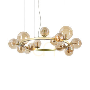 Lampă pendul Ideallux PERLAGE SP14 Ambra 85 cm alamă sticlă 322797 small 0