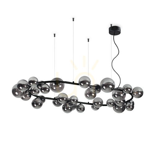 Verifica Lustră suspendată Ideallux Perlâge SP30 Fumé 30xG9 sticlă metal negru 296753