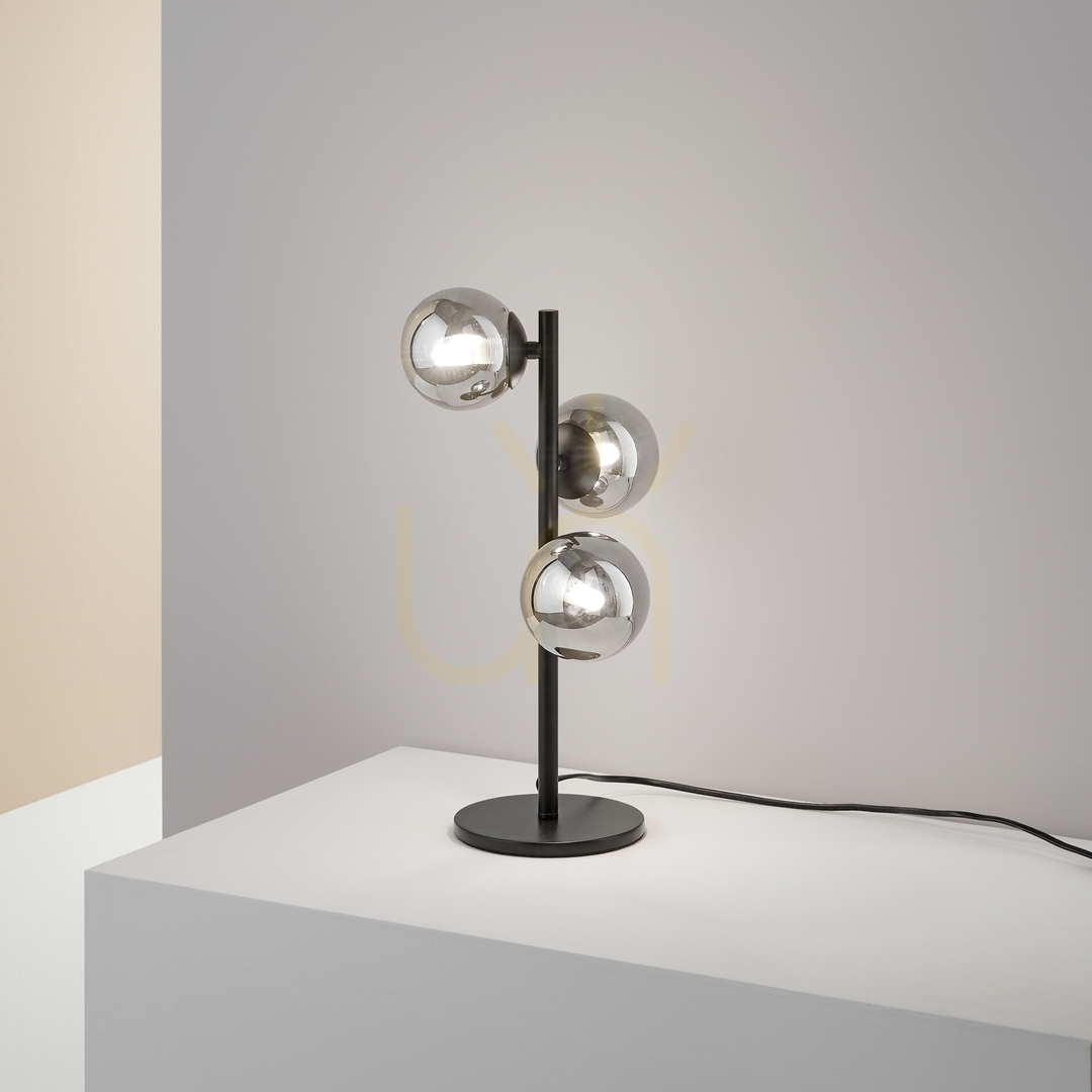 Vedere Lampă de masă Ideallux Perlage TL3 Fumé sticlă metal 24 cm 292465 Lampă de masă Ideallux Perlage TL3 Fumé sticlă metal 24 cm 292465