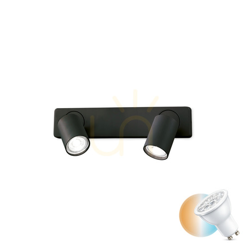 Verifica Aplică perete Ideallux RUDY AP2 ROUND negru 2xGU10 229034