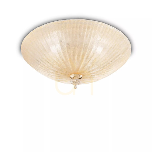 Verifica Plafond Ideallux SHELL PL6 AMBRA chihlimbar 60 cm sticlă E27 6x60W 140193
