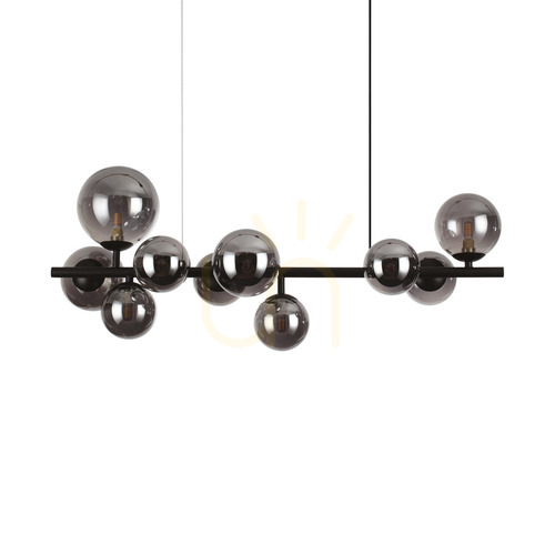 Verifica Lampă suspendată Ideallux PERLAGE SP10 Fume 10xG9 sticlă metal negru 271408