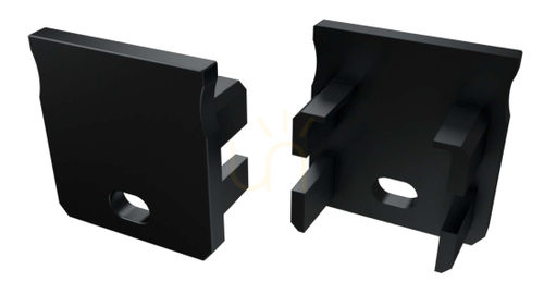 Verifica Capac de capăt din aluminiu cu orificiu pentru profil LED LUMINES Y, negru, 12-0092-10