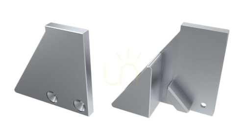 Verifica Capac terminal stâng din aluminiu, fără orificiu, pentru profil LED LUMINES I10 de 10 mm, argintiu, cu suport