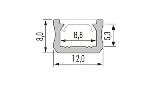 Profil LED din aluminiu LUMINES X, inox anodizat, 2,02 m small 1