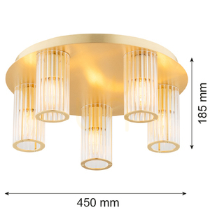 Plafon Argon Hampton transparent alamă periat 5xE14 2178 small 5