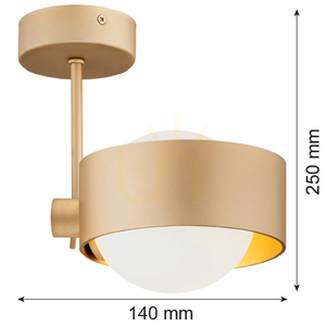 Lampă Argon Massimo Plus 8568 aurie cu sticlă opal, pentru tavan sau perete, IP44 G9 small 3