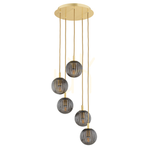 Lampă pendul ARGON Paloma fumuriu alamă periat 5xE14 2185 small 1