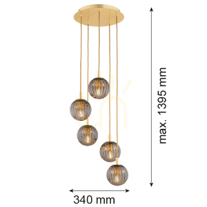Lampă pendul ARGON Paloma fumuriu alamă periat 5xE14 2185 small 7