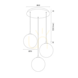 Lustră suspendată ARGON Paloma 6311, 3 × E27 max 15 W, sticlă striată miere, alamă periată, 55 × 152,5 cm small 8