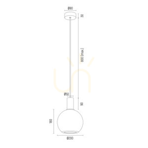 Lampă suspendată ARGON Sagunto Plus 8564, glob opal mat și structură neagră, E27 small 3