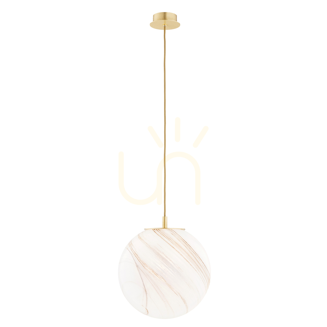 Lampă suspendată ARGON ALMIROS 8448, alb-maro marmorat, alamă periată, E27