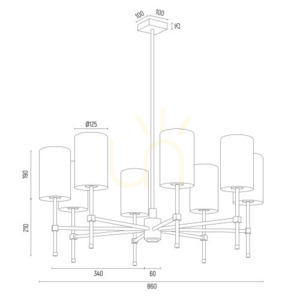 Candelabru ARGON Abruzzo alb alamă periat 8xE14 5051 small 6