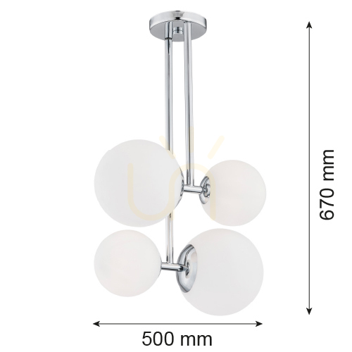 Verifica Lampă suspendată Argon ASPEN 1646, 4 globuri din sticlă opal, crom, 4xE27