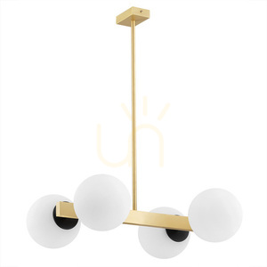 Candelabru Argon FREEMONT 1767 din sticlă opal mat și alamă periată 4×E27 small 1