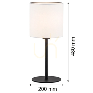 Lampă de masă Argon HILARY 4081, E27 max. 15 W, abajur alb pe structură neagră, întrerupător pe cablu, înălțime 48 cm small 1