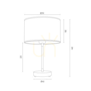 Lampă de masă Argon KARIN 4301, albă cu finisaj de alamă, E27 small 2