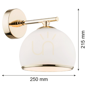 Aplica Argon MARBELLA 4255, opal mat/alamă, E27 15 W small 2