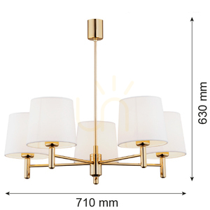 Candelabru Argon Ponte Plus 2106 crem cu alamă închisă, 5xE27 small 6