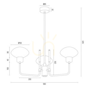 Candelabru Argon Ravello 6166 negru cu alamă, sticlă opal, 3x E14 small 7