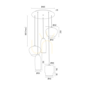 Pendul ARGON SERAFINO negru fumuriu 5xE27 IP20 2080 small 2