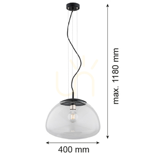 Lampă suspendată Argon TRINI 40 cm sticlă transparentă negru mat E27 4351 small 2