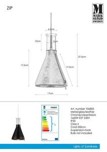 Lampa suspendată Markslojd ZIP 106805 crom negru sticlă transparentă E27 small 0
