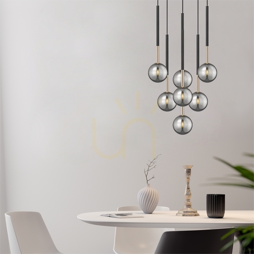 Verifica Lampă suspendată Zuma Line ARCTURUS P0574-07F-SDFZ 7×G9 46 cm neagră-aurie