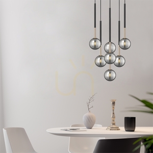 Lampă suspendată Zuma Line ARCTURUS P0574-07F-SDFZ 7×G9 46 cm neagră-aurie small 1