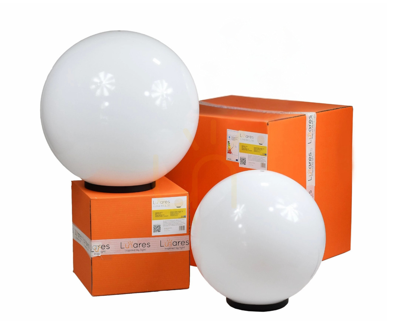 Vedere Set de lămpi de grădină Lunares Luna Ball, 30/40 cm, alb, LED, E27, IP44, LBS3040 Set de lămpi de grădină Lunares Luna Ball, 30/40 cm, alb, LED, E27, IP44, LBS3040