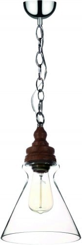 Verifica Lampa suspendată Britop Lighting Edvin, crom, lemn, transparentă, stil industrial, E14, 40 W