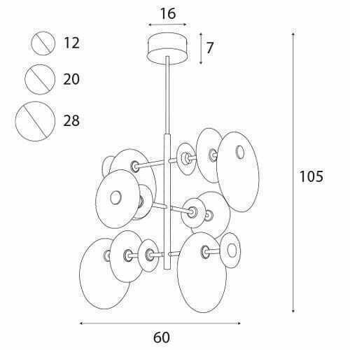 Verifica Lampă suspendată Max Light Allure P0541 auriu mat metal sticlă LED 60 cm