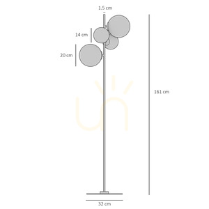 Lampadar Aldex Bloom Multicolour 1111A40, alamă, abajururi din sticlă colorată, 4×G9 small 4