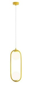 Lustră suspendată Aldex Riva 2 Mustard 1086H14 – ramă muștar, 2 globuri albe din sticlă, 2x E14 small 0