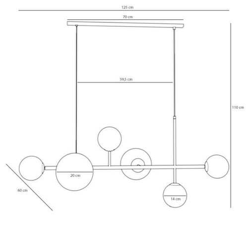 Verifica Lampă suspendată Aldex Dione 6 negru metal și sticlă 1092K1_2