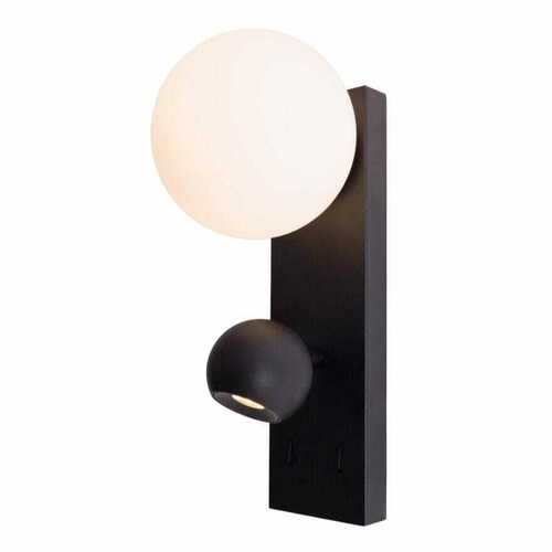 Verifica Aplică perete Max Light Atom W0351 negru 2x10W LED 28 cm metal sticlă opală