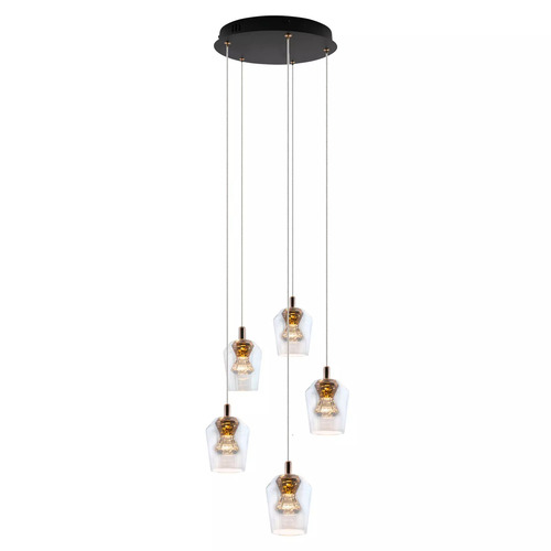 Verifica Tasa Lampă suspendată rotundă 5xLED negru PL0144-5