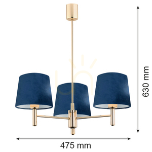 Lampă suspendată ARGON PONTE 1485, 3xE27, velur albastru, alamă închisă small 2