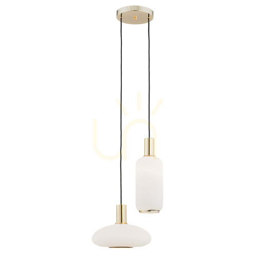 Verifica Lampă suspendată Argon Sagunto albă, sticlă opal mat, alamă, 2xE27, SKU 896