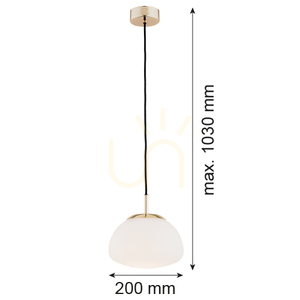 Lampă suspendată Argon TRINI albă sticlă opală alamă 4352 small 1