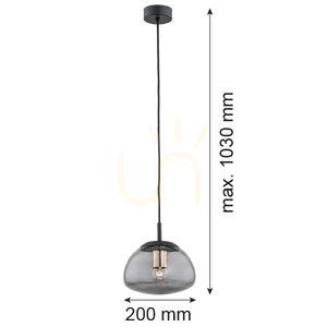 Lampă suspendată ARGON TRINI neagră fumurie E27 4333 small 1