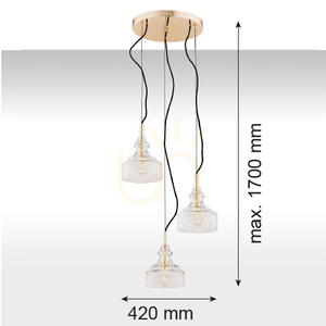 Lampă suspendată ARGON CRUZ transparentă cristal alamă 3xE14 SKU 1462 small 2