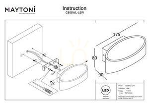 Aplică LED Maytoni Trame C806WL-L5W albă ovală 6W 3000K small 5