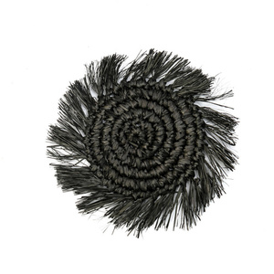 Suport de pahar din rafie cu franjuri - negru small 0