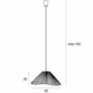 Lampă suspendată Max Light Amalfi P0579 neagră hârtie țesută 45 cm small 2
