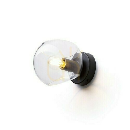 Verifica Lampă de perete Solaris montată la suprafață Sticlă transparentă/Negru 230 V Led E14 7 W.